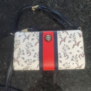 Tory Burch White and Red Floral Crossbody Bag